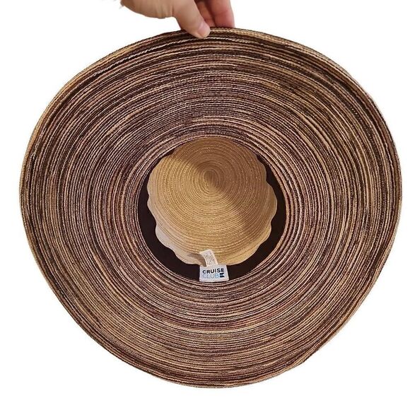 Cruise Club Womens Brown Polyester Pull On Sun Protection Wide-Brimmed Straw Hat - Picture 2 of 12